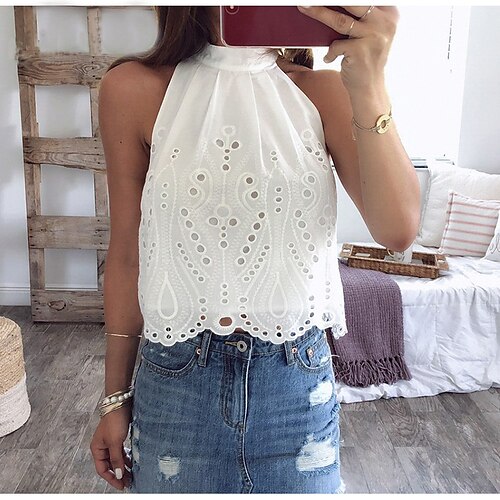 Women's Tank Top Vest White Plain Cut Out Sleeveless Daily Weekend Streetwear Casual Round Neck Regular S
Women's Tank Top Vest White Plain Cut Out Sleeveless Daily Weekend Streetwear Casual Round Neck Regular S