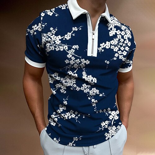 Men's Collar Polo Shirt Golf Shirt Floral Turndown Blue 3D Print Casual Daily Short Sleeve Zipper Print Clothing Apparel Cotton Sports Fashion Casual Comfortable / Summer / Summer
Men's Collar Polo Shirt Golf Shirt Floral Turndown Blue 3D Print Casual Daily Short Sleeve Zipper Print Clothing Apparel Cotton Sports Fashion Casual Comfortable / Summer / Summer