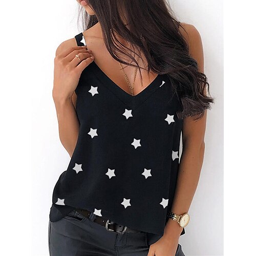 Women's Tank Top Vest Black Star Print Sleeveless Daily Weekend Streetwear Casual V Neck Regular S
Women's Tank Top Vest Black Star Print Sleeveless Daily Weekend Streetwear Casual V Neck Regular S