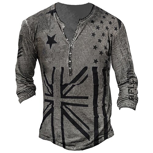 Men's Unisex T shirt Tee Henley Shirt Graphic Prints National Flag Henley Gray 3D Print Outdoor Street Long Sleeve Button-Down Print Clothing Apparel Basic Sports Fashion Designer / Summer / Spring
Men's Unisex T shirt Tee Henley Shirt Graphic Prints National Flag Henley Gray 3D Print Outdoor Street Long Sleeve Button-Down Print Clothing Apparel Basic Sports Fashion Designer / Summer / Spring