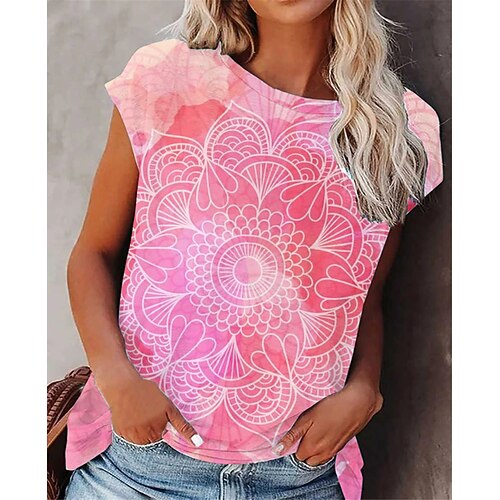 Women's T shirt Tribal Patchwork Print Round Neck Basic Ethnic Vintage Tops Rose Pink / 3D Print
Women's T shirt Tribal Patchwork Print Round Neck Basic Ethnic Vintage Tops Rose Pink / 3D Print