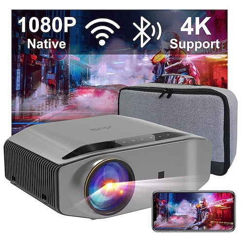

5G WiFi Bluetooth Projector Outdoor Projector Support 4K FHD Native 1080P Dolby Audio Wireless & Wired Mirroring Home Theater Movie Projector Compatible W/ TV Stick iOS Android PS5