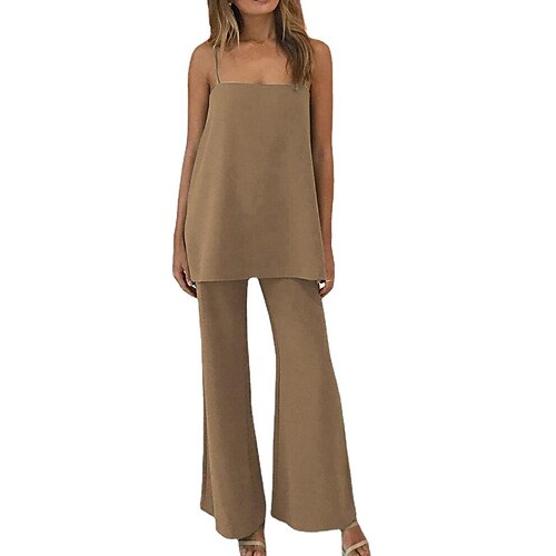 Women's New Fashion Sexy Brown Green White Black Simple Suit Sling Top Plus Flared Pants 2022 S M L XL XXL XXXL
Women's New Fashion Sexy Brown Green White Black Simple Suit Sling Top Plus Flared Pants 2022 S M L XL XXL XXXL