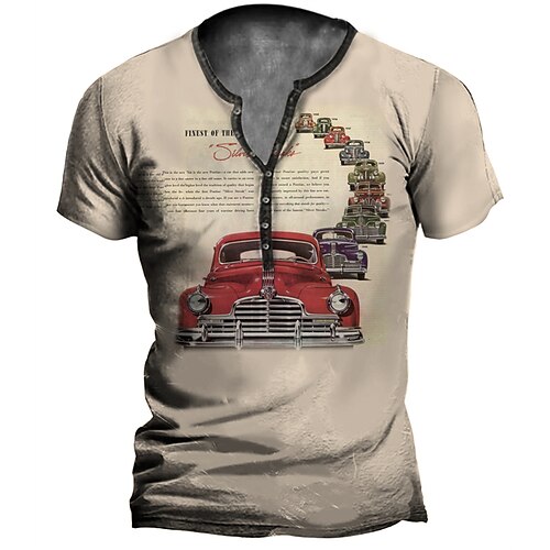 Men's T shirt Tee Henley Shirt Graphic Car Henley Khaki 3D Print Outdoor Casual Short Sleeve Button-Down Print Clothing Apparel Vintage Designer Casual Classic / Summer / Summer
Men's T shirt Tee Henley Shirt Graphic Car Henley Khaki 3D Print Outdoor Casual Short Sleeve Button-Down Print Clothing Apparel Vintage Designer Casual Classic / Summer / Summer