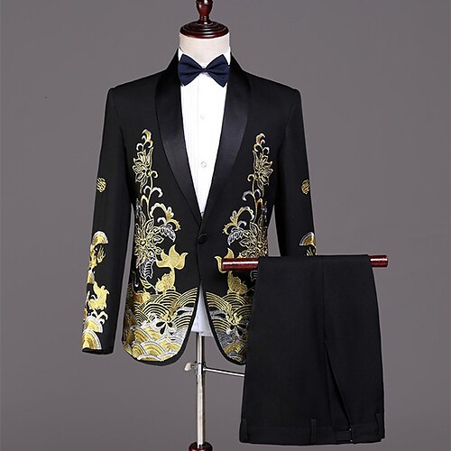White Black Royal Blue Men's Wedding Tuxedos 2 Piece Shawl Collar Floral Tailored Fit Single Breasted One-button 2022
White Black Royal Blue Men's Wedding Tuxedos 2 Piece Shawl Collar Floral Tailored Fit Single Breasted One-button 2022