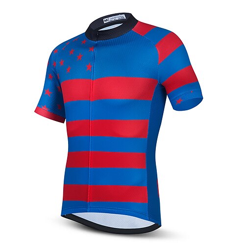 21Grams Men's Cycling Jersey Short Sleeve Bike Top with 3 Rear Pockets Mountain Bike MTB Road Bike Cycling Breathable Quick Dry Moisture Wicking Reflective Strips Blue Stripes Stars Polyester Spandex
21Grams Men's Cycling Jersey Short Sleeve Bike Top with 3 Rear Pockets Mountain Bike MTB Road Bike Cycling Breathable Quick Dry Moisture Wicking Reflective Strips Blue Stripes Stars Polyester Spandex