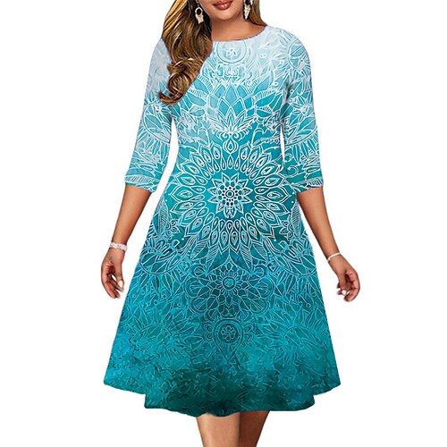 Women's Plus Size A Line Dress Floral Round Neck Print 3/4 Length Sleeve Spring Summer Casual Midi Dress Causal Daily Dress
Women's Plus Size A Line Dress Floral Round Neck Print 3/4 Length Sleeve Spring Summer Casual Midi Dress Causal Daily Dress