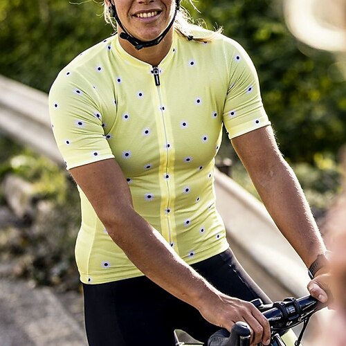 21Grams Women's Cycling Jersey Short Sleeve Bike Top with 3 Rear Pockets Mountain Bike MTB Road Bike Cycling Breathable Quick Dry Moisture Wicking Reflective Strips Yellow Polka Dot Polyester Spandex
21Grams Women's Cycling Jersey Short Sleeve Bike Top with 3 Rear Pockets Mountain Bike MTB Road Bike Cycling Breathable Quick Dry Moisture Wicking Reflective Strips Yellow Polka Dot Polyester Spandex