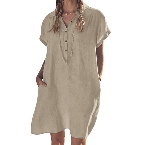 Women's Casual Dress Sundress Midi Dress Blue Beige Gray Short Sleeve Pure Color Pocket Spring Summer Shirt Collar Loose Fit 2022 S M L XL XXL 3XL 4XL 5XL
Women's Casual Dress Sundress Midi Dress Blue Beige Gray Short Sleeve Pure Color Pocket Spring Summer Shirt Collar Loose Fit 2022 S M L XL XXL 3XL 4XL 5XL