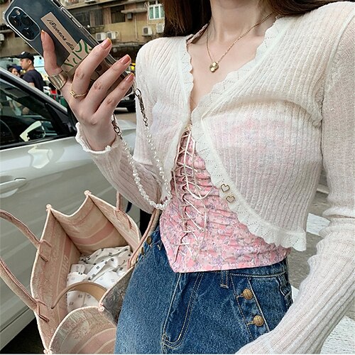 Damen Strickjacke Strickwaren Stricken Taste Strick Einfarbig Öffnung vorne Stilvoll Elegant Outdoor Täglich Frühling Sommer Grün Purpur Weiß Einheitsgröße / Langarm / Festtage / Casual / Regular Fit
Damen Strickjacke Strickwaren Stricken Taste Strick Einfarbig Öffnung vorne Stilvoll Elegant Outdoor Täglich Frühling Sommer Grün Purpur Weiß Einheitsgröße / Langarm / Festtage / Casual / Regular Fit