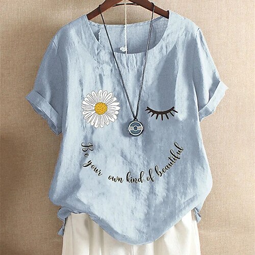 Women's Plus Size Tops T shirt Tee Floral Letter Print Short Sleeve Crewneck Streetwear Daily Going out Linen Spring Summer Blue Wine
Women's Plus Size Tops T shirt Tee Floral Letter Print Short Sleeve Crewneck Streetwear Daily Going out Linen Spring Summer Blue Wine
