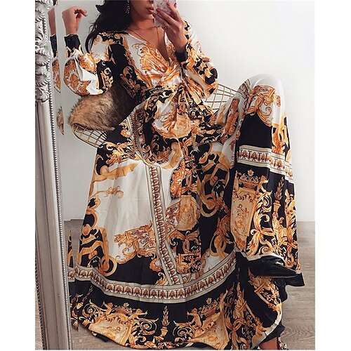 Women's Casual Dress Swing Dress Long Dress Maxi Dress Brown Long Sleeve Geometric Print Fall Spring Deep V Winter Dress Fall Dress 2022 S M L XL XXL 3XL
Women's Casual Dress Swing Dress Long Dress Maxi Dress Brown Long Sleeve Geometric Print Fall Spring Deep V Winter Dress Fall Dress 2022 S M L XL XXL 3XL