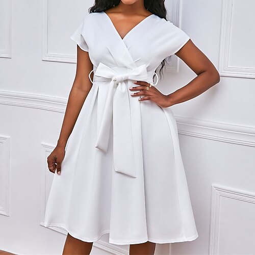 Mujer Vestido de Fiesta Vestido de Columpio Vestido blanco Vestido hasta la Rodilla Negro Blanco Amarillo Manga Corta Color puro Lazo Primavera Verano Escote en Pico Elegante Fiesta Navidad Invitado
Mujer Vestido de Fiesta Vestido de Columpio Vestido blanco Vestido hasta la Rodilla Negro Blanco Amarillo Manga Corta Color puro Lazo Primavera Verano Escote en Pico Elegante Fiesta Navidad Invitado
