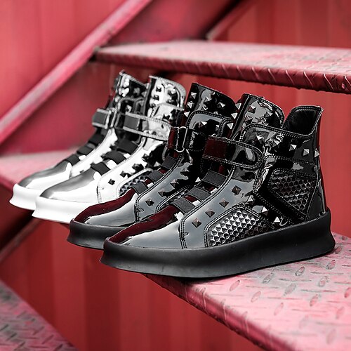 Men's Trainers Athletic Shoes Skate Shoes High Top Sneakers Casual Athletic Disco Dance Walking Shoes PU Silver Black Spring
Men's Trainers Athletic Shoes Skate Shoes High Top Sneakers Casual Athletic Disco Dance Walking Shoes PU Silver Black Spring