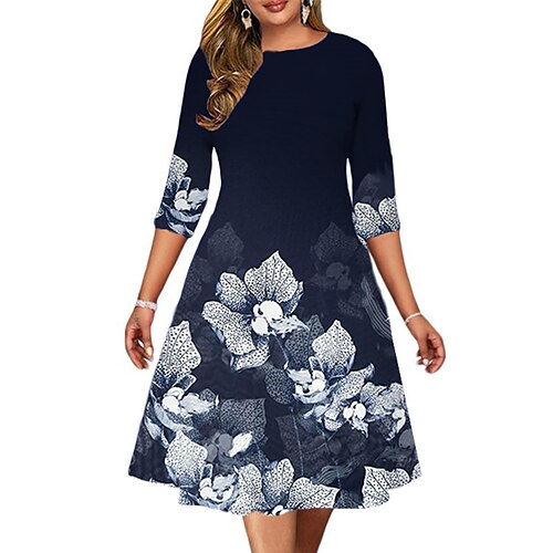 Women's Plus Size A Line Dress Floral Round Neck Print 3/4 Length Sleeve Spring Summer Casual Midi Dress Causal Daily Dress
Women's Plus Size A Line Dress Floral Round Neck Print 3/4 Length Sleeve Spring Summer Casual Midi Dress Causal Daily Dress