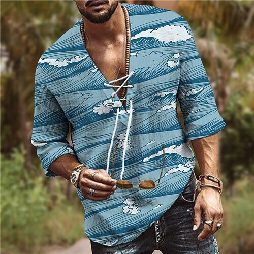 Men's Shirt Waves V Neck Blue 3D Print Outdoor Casual 3/4 Length Sleeve Drawstring 3D Print Clothing Apparel Fashion Designer Casual Comfortable / Sports
Men's Shirt Waves V Neck Blue 3D Print Outdoor Casual 3/4 Length Sleeve Drawstring 3D Print Clothing Apparel Fashion Designer Casual Comfortable / Sports