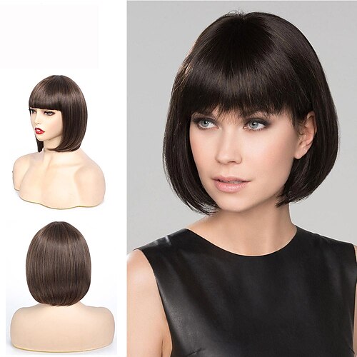 Synthetic Wig Straight With Bangs Wig Short Black Synthetic Hair Women's Soft Party Easy to Carry Black Brown Burgundy
Synthetic Wig Straight With Bangs Wig Short Black Synthetic Hair Women's Soft Party Easy to Carry Black Brown Burgundy