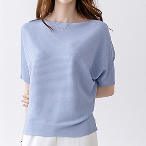 Women's Cropped Sweater Pullover Jumper Knitted Pure Color Stylish Casual Soft Half Sleeve Sweater Cardigans Crew Neck Spring Summer Blue White Pink
Women's Cropped Sweater Pullover Jumper Knitted Pure Color Stylish Casual Soft Half Sleeve Sweater Cardigans Crew Neck Spring Summer Blue White Pink