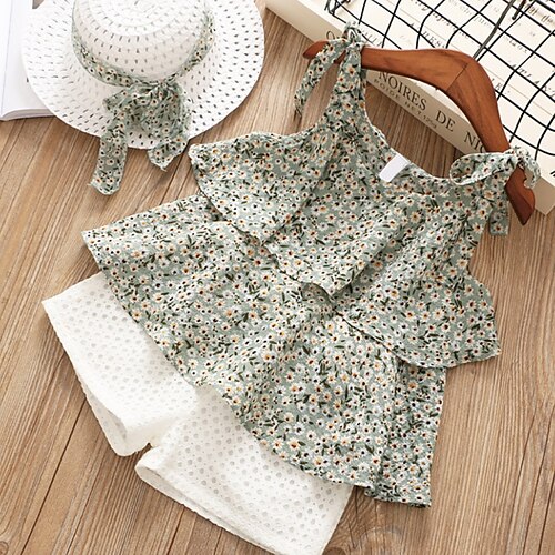Kids Girls' Tank & Shorts Clothing Set 3 Pieces Short Sleeve Pink Floral Graphic Ruched Ruffle Print Cotton Indoor Outdoor Cute Sweet Regular 2-8 Years
Kids Girls' Tank & Shorts Clothing Set 3 Pieces Short Sleeve Pink Floral Graphic Ruched Ruffle Print Cotton Indoor Outdoor Cute Sweet Regular 2-8 Years