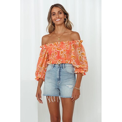 Women's Casual Daily Weekend Blouse Flower Long Sleeve Patchwork Off Shoulder Casual Vintage Tops Pink Orange S
Women's Casual Daily Weekend Blouse Flower Long Sleeve Patchwork Off Shoulder Casual Vintage Tops Pink Orange S
