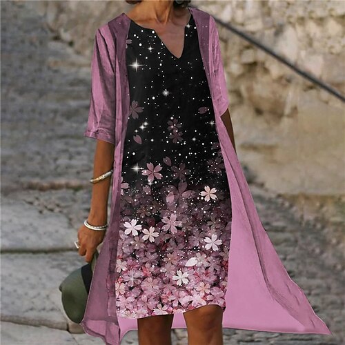 Mujer Conjunto de vestido Vestido de dos piezas Azul Piscina Morado Rosa Media Manga Floral Estampado Otoño Primavera Escote en Pico Holgado 2022 S M L XL XXL
Mujer Conjunto de vestido Vestido de dos piezas Azul Piscina Morado Rosa Media Manga Floral Estampado Otoño Primavera Escote en Pico Holgado 2022 S M L XL XXL