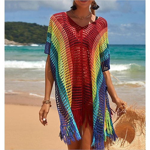 Women's Swimwear Cover Up Beach Dress Normal Swimsuit Tassel Hole Color Block Light Blue Black Rainbow Orange Beige V Wire Bathing Suits Sexy Beach Wear Cut Out / Vacation / New / Loose
Women's Swimwear Cover Up Beach Dress Normal Swimsuit Tassel Hole Color Block Light Blue Black Rainbow Orange Beige V Wire Bathing Suits Sexy Beach Wear Cut Out / Vacation / New / Loose