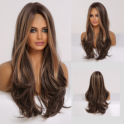 Ombre Brown Champagne Blonde Highlight Long Wave Synthetic Hair Wigs Heat Resistant Fake Hair for Black Women
Ombre Brown Champagne Blonde Highlight Long Wave Synthetic Hair Wigs Heat Resistant Fake Hair for Black Women