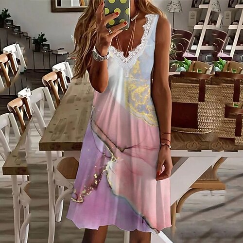 Women's Shift Dress Midi Dress Blue Pink Beige Sleeveless Color Gradient Print Spring Summer V Neck Loose Fit 2022 S M L XL XXL 3XL
Women's Shift Dress Midi Dress Blue Pink Beige Sleeveless Color Gradient Print Spring Summer V Neck Loose Fit 2022 S M L XL XXL 3XL