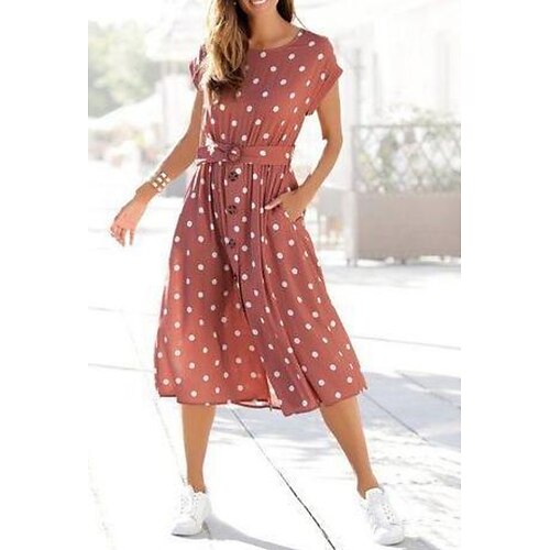 Women's Casual Dress Midi Dress Red Short Sleeve Polka Dot Ruched Spring Summer Crew Neck Weekend 2022 S M L XL XXL 3XL
Women's Casual Dress Midi Dress Red Short Sleeve Polka Dot Ruched Spring Summer Crew Neck Weekend 2022 S M L XL XXL 3XL