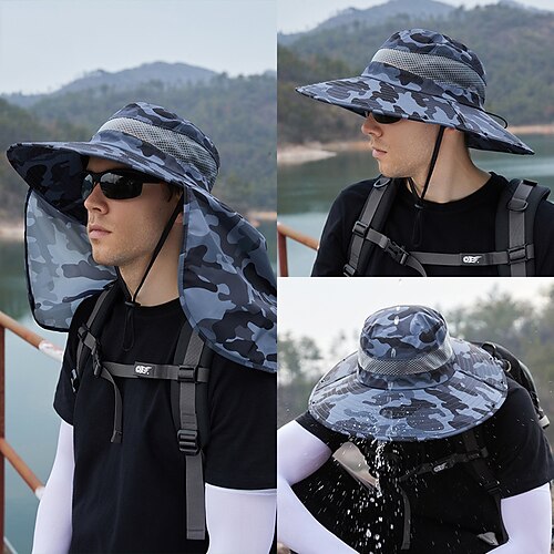 Men's Women's Sun Hat Fishing Hat Hiking Hat Boonie hat Wide Brim with Neck Flap Summer Outdoor Waterproof UV Sun Protection Sunscreen UV Protection Hat Camouflage Camouflage Blue Camouflage Army 
Men's Women's Sun Hat Fishing Hat Hiking Hat Boonie hat Wide Brim with Neck Flap Summer Outdoor Waterproof UV Sun Protection Sunscreen UV Protection Hat Camouflage Camouflage Blue Camouflage Army
