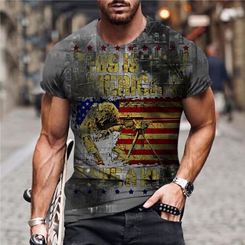 Men's Unisex T shirt 3D Print Graphic Prints Soldier National Flag Crew Neck Street Daily Print Short Sleeve Tops Casual Vintage Designer Big and Tall Gray
Men's Unisex T shirt 3D Print Graphic Prints Soldier National Flag Crew Neck Street Daily Print Short Sleeve Tops Casual Vintage Designer Big and Tall Gray