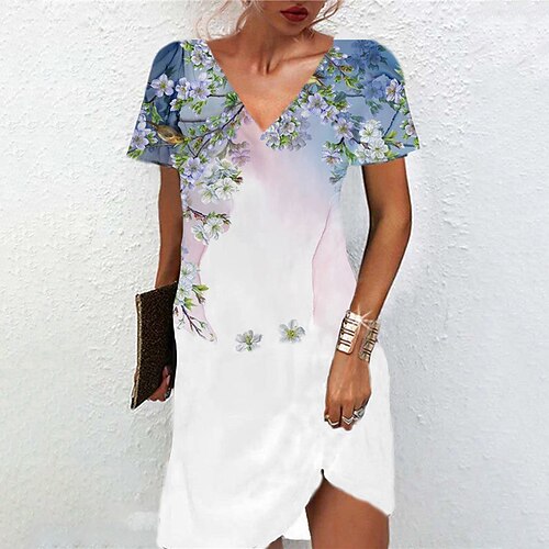 Women's A Line Dress Short Mini Dress White Short Sleeve Floral Print Spring Summer V Neck Casual Vacation 2022 S M L XL XXL 3XL
Women's A Line Dress Short Mini Dress White Short Sleeve Floral Print Spring Summer V Neck Casual Vacation 2022 S M L XL XXL 3XL