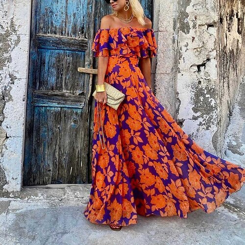 Women's Swing Dress Maxi long Dress Orange Half Sleeve Print Print Fall Spring Cold Shoulder Casual Sexy 2022 S M L XL 2XL
Women's Swing Dress Maxi long Dress Orange Half Sleeve Print Print Fall Spring Cold Shoulder Casual Sexy 2022 S M L XL 2XL