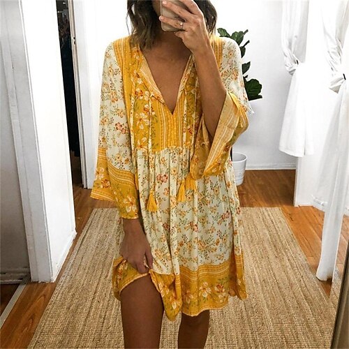 Femme Robe casual manche longue Hiver Automne Imprimer Floral Col V robe hiver Fin de semaine robe automne 2022 Jaune S M L XL XXL
Femme Robe casual manche longue Hiver Automne Imprimer Floral Col V robe hiver Fin de semaine robe automne 2022 Jaune S M L XL XXL