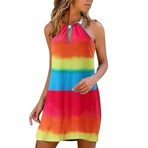 Women's Shift Dress Short Mini Dress Blue Black Rainbow Orange Sleeveless Striped Tie Dye Print Spring Summer Halter Neck Casual Vacation 2022 S M L XL XXL
Women's Shift Dress Short Mini Dress Blue Black Rainbow Orange Sleeveless Striped Tie Dye Print Spring Summer Halter Neck Casual Vacation 2022 S M L XL XXL