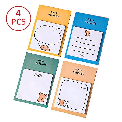 4 pcs Sticky Notes 4.53.1 inch Colorful Paper Cute Self-adhesive Kawaii Post It Notes for School Office Student
4 pcs Sticky Notes 4.53.1 inch Colorful Paper Cute Self-adhesive Kawaii Post It Notes for School Office Student