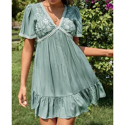 Women's A Line Dress Short Mini Dress Green Short Sleeve Floral Solid Color Ruched Spring Summer V Neck Elegant Casual 2022 S M L XL XXL 3XL
Women's A Line Dress Short Mini Dress Green Short Sleeve Floral Solid Color Ruched Spring Summer V Neck Elegant Casual 2022 S M L XL XXL 3XL