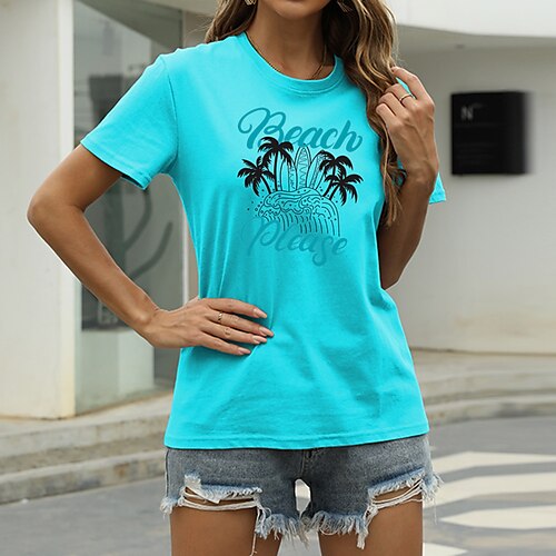 Women's T shirt Tee Green Blue Yellow Graphic Leaf Print Short Sleeve Casual Going out Basic Round Neck Regular 100% Cotton S
Women's T shirt Tee Green Blue Yellow Graphic Leaf Print Short Sleeve Casual Going out Basic Round Neck Regular 100% Cotton S