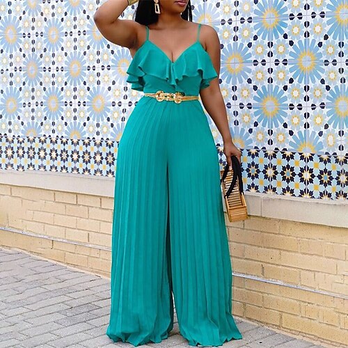 Women's Plus Size Jumpsuit Pleated Ruffle Solid Color Casual Streetwear Casual Daily Natural Full Length Spring Summer Green L XL XXL 3XL 4XL
Women's Plus Size Jumpsuit Pleated Ruffle Solid Color Casual Streetwear Casual Daily Natural Full Length Spring Summer Green L XL XXL 3XL 4XL
