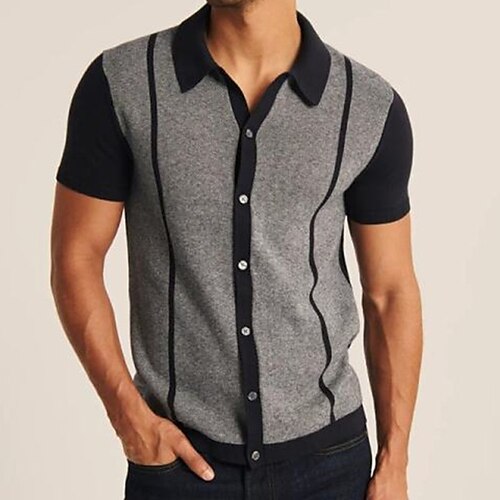 Men's Shirt Color Block Turndown Street Casual Button-Down Short Sleeve Tops Casual Fashion Breathable Comfortable Black / Gray
Men's Shirt Color Block Turndown Street Casual Button-Down Short Sleeve Tops Casual Fashion Breathable Comfortable Black / Gray