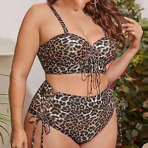 Women's Swimwear Bikini 2 Piece Plus Size Swimsuit Printing Leopard Brown Strap Bathing Suits New Vacation Sexy / Modern / Padded Bras
Women's Swimwear Bikini 2 Piece Plus Size Swimsuit Printing Leopard Brown Strap Bathing Suits New Vacation Sexy / Modern / Padded Bras