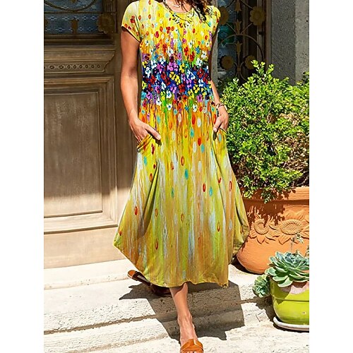 Women's Casual Dress Midi Dress Yellow Short Sleeve Print Spring Summer V Neck 2022 S M L XL XXL 3XL
Women's Casual Dress Midi Dress Yellow Short Sleeve Print Spring Summer V Neck 2022 S M L XL XXL 3XL