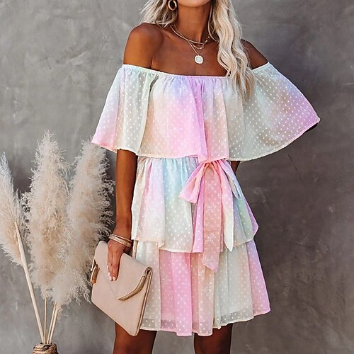 Women's A Line Dress Short Mini Dress Pink Short Sleeve Color Gradient Layered Spring Summer Off Shoulder Casual 2022 XS S M L XL
Women's A Line Dress Short Mini Dress Pink Short Sleeve Color Gradient Layered Spring Summer Off Shoulder Casual 2022 XS S M L XL