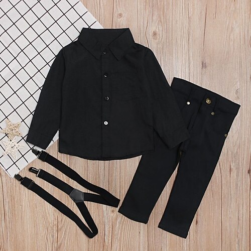 Kids Boys Shirt Pants Clothing Set 3 Pieces Long Sleeve Black Solid Color Street Outdoor Casual Daily Regular 1-5 Years
Kids Boys Shirt Pants Clothing Set 3 Pieces Long Sleeve Black Solid Color Street Outdoor Casual Daily Regular 1-5 Years