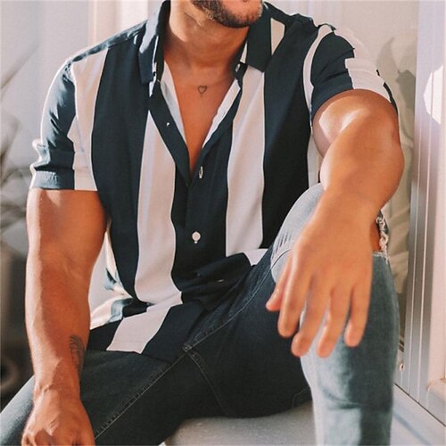 Men's Shirt Striped Turndown Street Casual Button-Down Long Sleeve Tops Casual Fashion Breathable Comfortable Blue / Spring / Summer
Men's Shirt Striped Turndown Street Casual Button-Down Long Sleeve Tops Casual Fashion Breathable Comfortable Blue / Spring / Summer