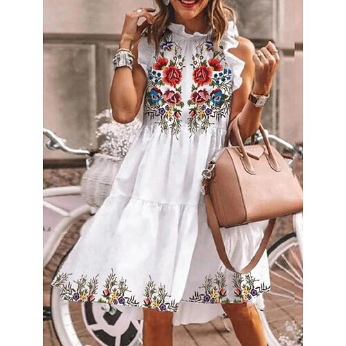 Women's A Line Dress Short Mini Dress White Sleeveless Floral Ruched Print Spring Summer Crew Neck Elegant Casual 2022 S M L XL XXL 3XL
Women's A Line Dress Short Mini Dress White Sleeveless Floral Ruched Print Spring Summer Crew Neck Elegant Casual 2022 S M L XL XXL 3XL