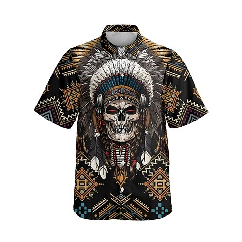 Men's Shirt 3D Print Skull Turndown Casual Daily Button-Down Short Sleeve Tops Casual Fashion Comfortable Sports Black 
Men's Shirt 3D Print Skull Turndown Casual Daily Button-Down Short Sleeve Tops Casual Fashion Comfortable Sports Black