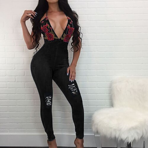Women's Jumpsuit Backless Print Floral V Neck Active Sport Daily Regular Fit Sleeveless Black S M L Spring
Women's Jumpsuit Backless Print Floral V Neck Active Sport Daily Regular Fit Sleeveless Black S M L Spring