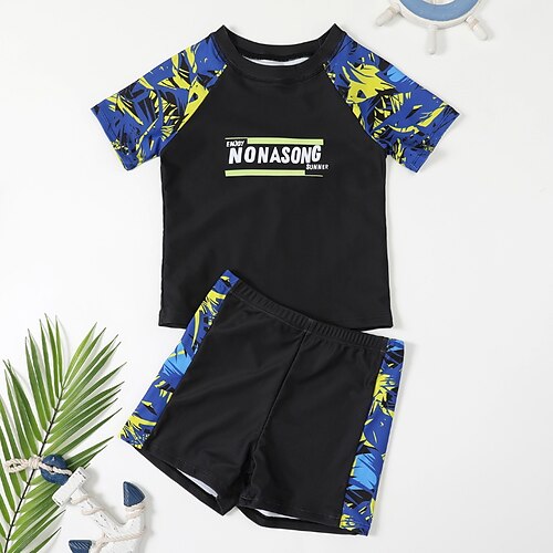 Kids Boys Two Piece Swimwear Outdoor Color Block Active Print Bathing Suits 5-12 Years Spring Black
Kids Boys Two Piece Swimwear Outdoor Color Block Active Print Bathing Suits 5-12 Years Spring Black