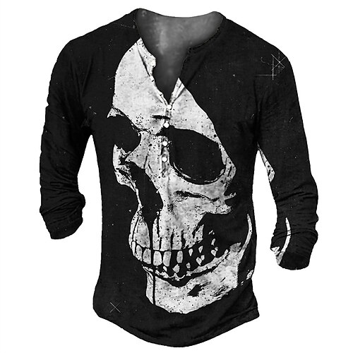 Men's Henley Shirt Tee T shirt 3D Print Graphic Skull Plus Size Henley Daily Sports Button-Down Print Long Sleeve Tops Basic Classic Designer Comfortable Black
Men's Henley Shirt Tee T shirt 3D Print Graphic Skull Plus Size Henley Daily Sports Button-Down Print Long Sleeve Tops Basic Classic Designer Comfortable Black